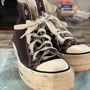 Converse High-Top Sneakers in Brown and White